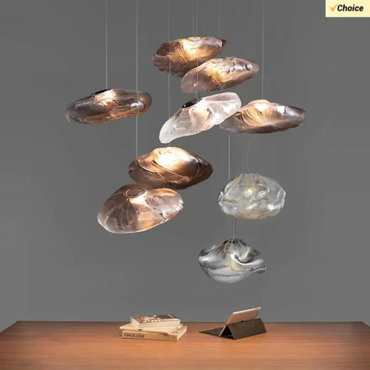 Suspension Nuage Verre Sculpté Design Moderne