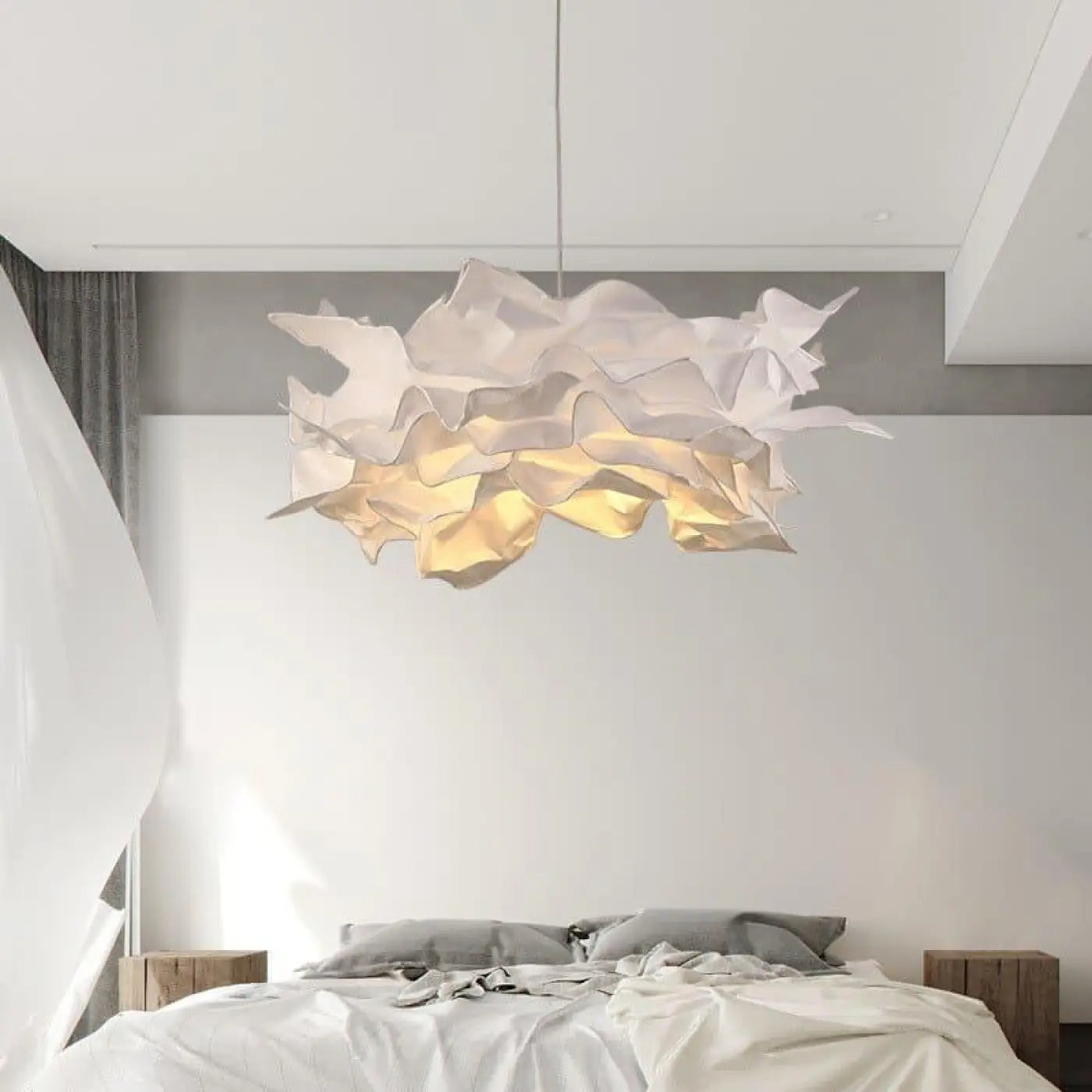 Suspension Luminaire Papier Blanc Design Japonais