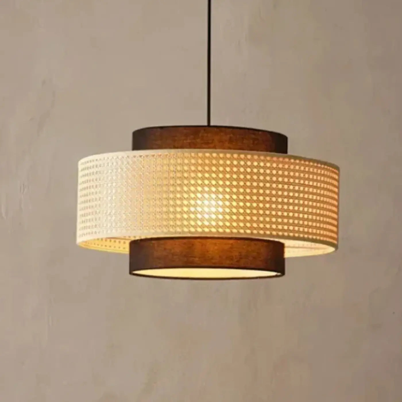 Suspension Rotin Design Tambour Luminaire Naturel