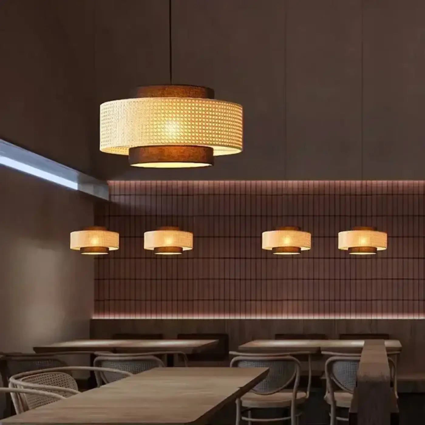 Suspension Rotin Design Tambour Luminaire Naturel