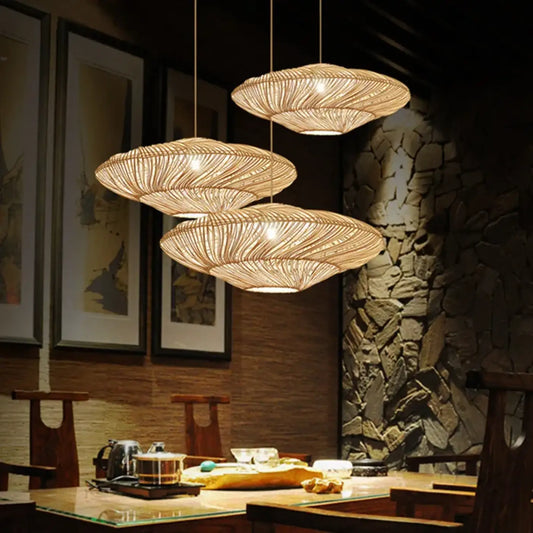 Suspension Rotin Spirale Design Naturel