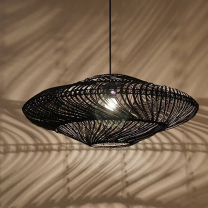 Suspension Rotin Spirale Design Naturel