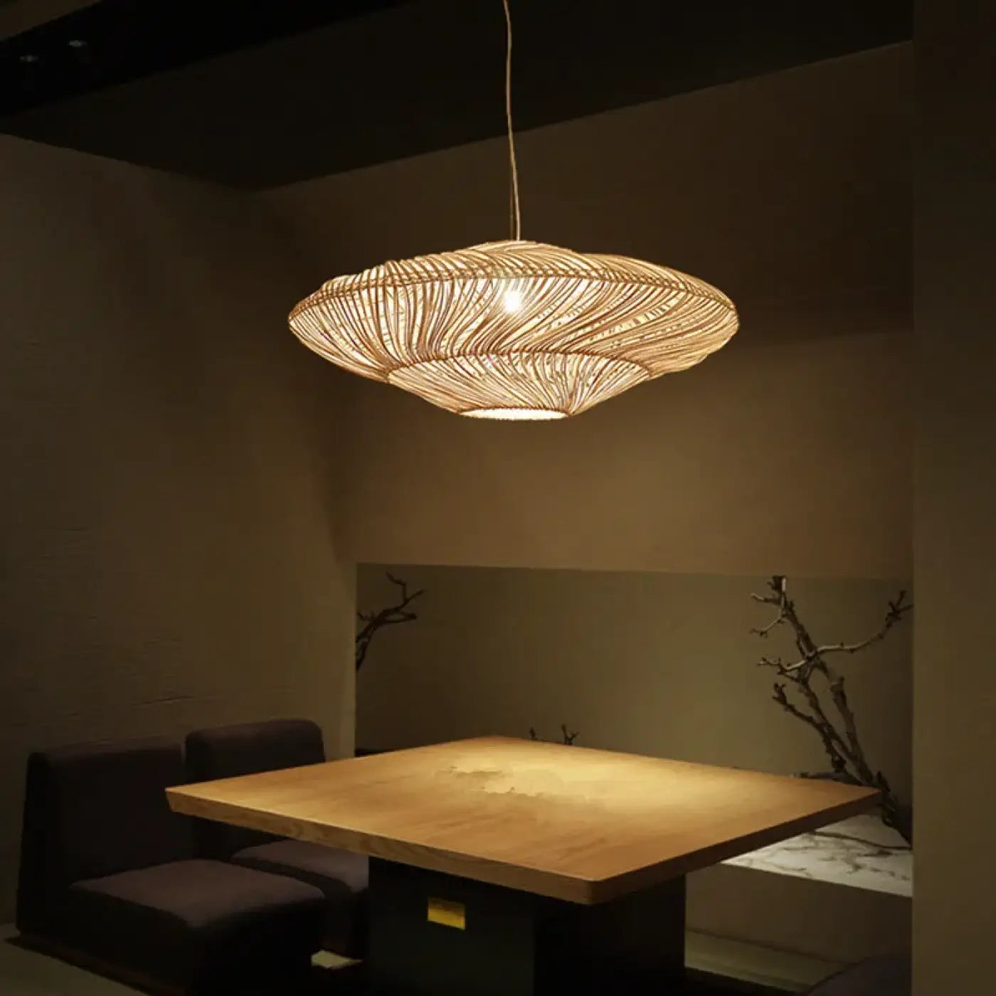 Suspension Rotin Spirale Design Naturel