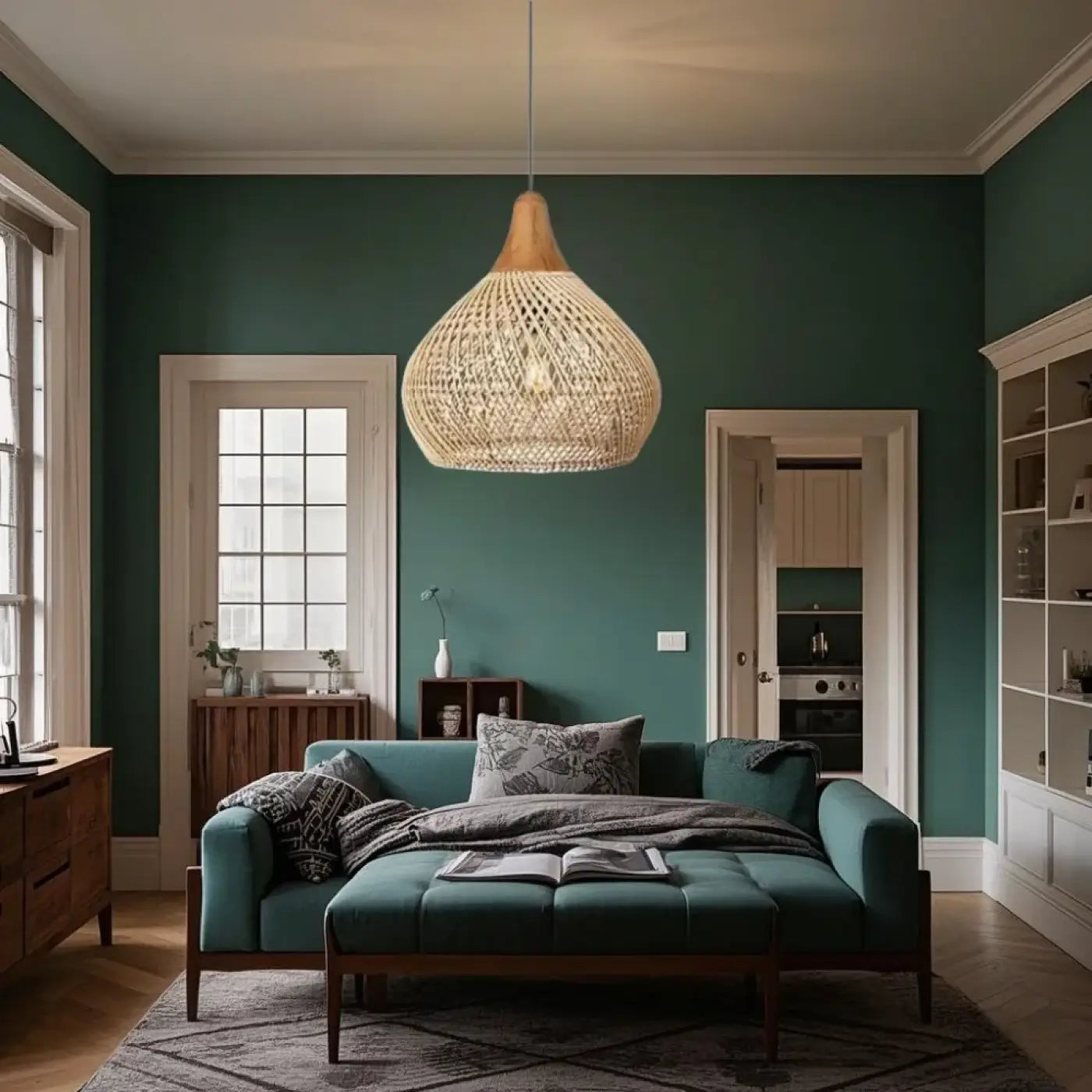 Suspension Rotin Goutte Scandinave