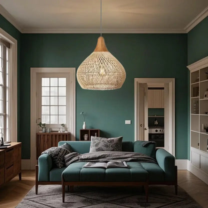 Suspension Rotin Goutte Scandinave
