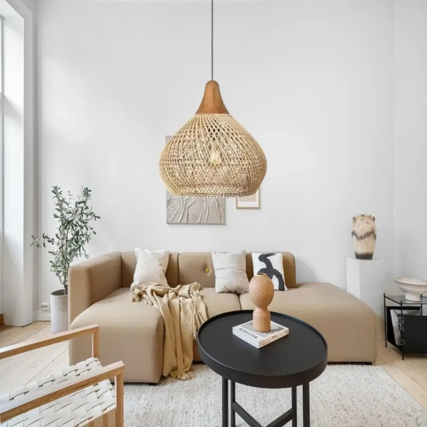 Suspension Rotin Goutte Scandinave
