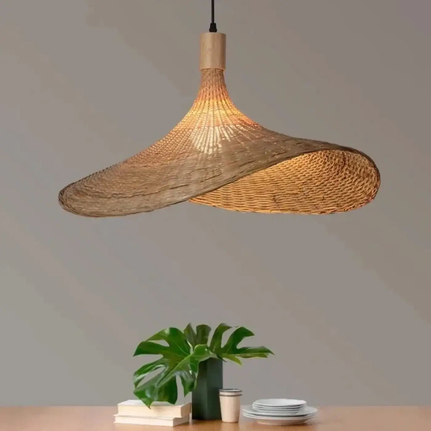Suspension Rotin Naturel Ondulée Zen