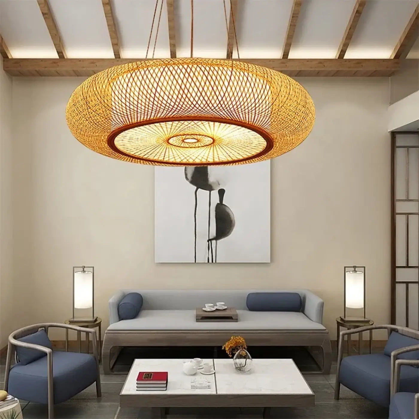 Suspension Rotin Tressé Grand Format - Ambiance Naturelle & Design