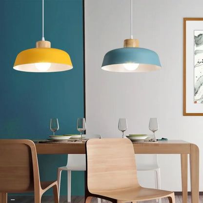 Suspension Scandinave Bois & Métal Colorée