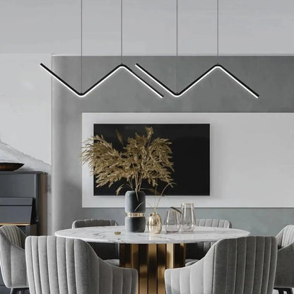 Suspension Luminaire Design Zig Zag Métal Noir ou Doré