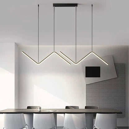 Suspension Luminaire Design Zig Zag Métal Noir ou Doré