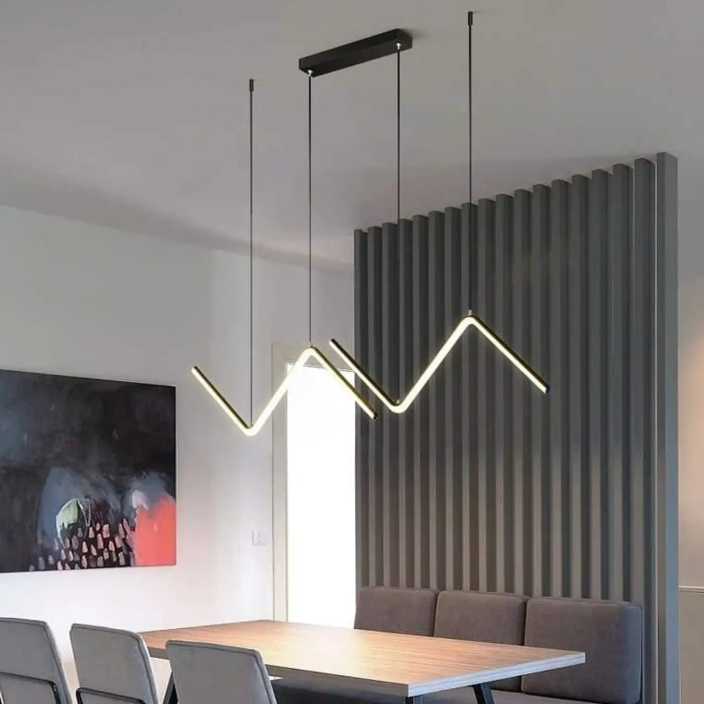 Suspension Luminaire Design Zig Zag Métal Noir ou Doré