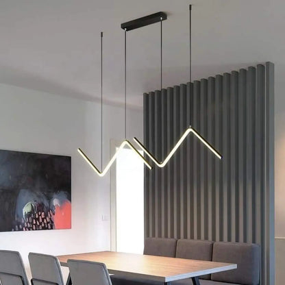 Suspension Luminaire Design Zig Zag Métal Noir ou Doré