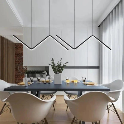 Suspension Luminaire Design Zig Zag Métal Noir ou Doré
